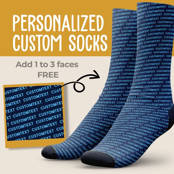 Seamless Custom Text Socks - Add Any Text, Personalized Socks,  Custom Socks, Custom Gift, Personalized Gifts For Men and Women