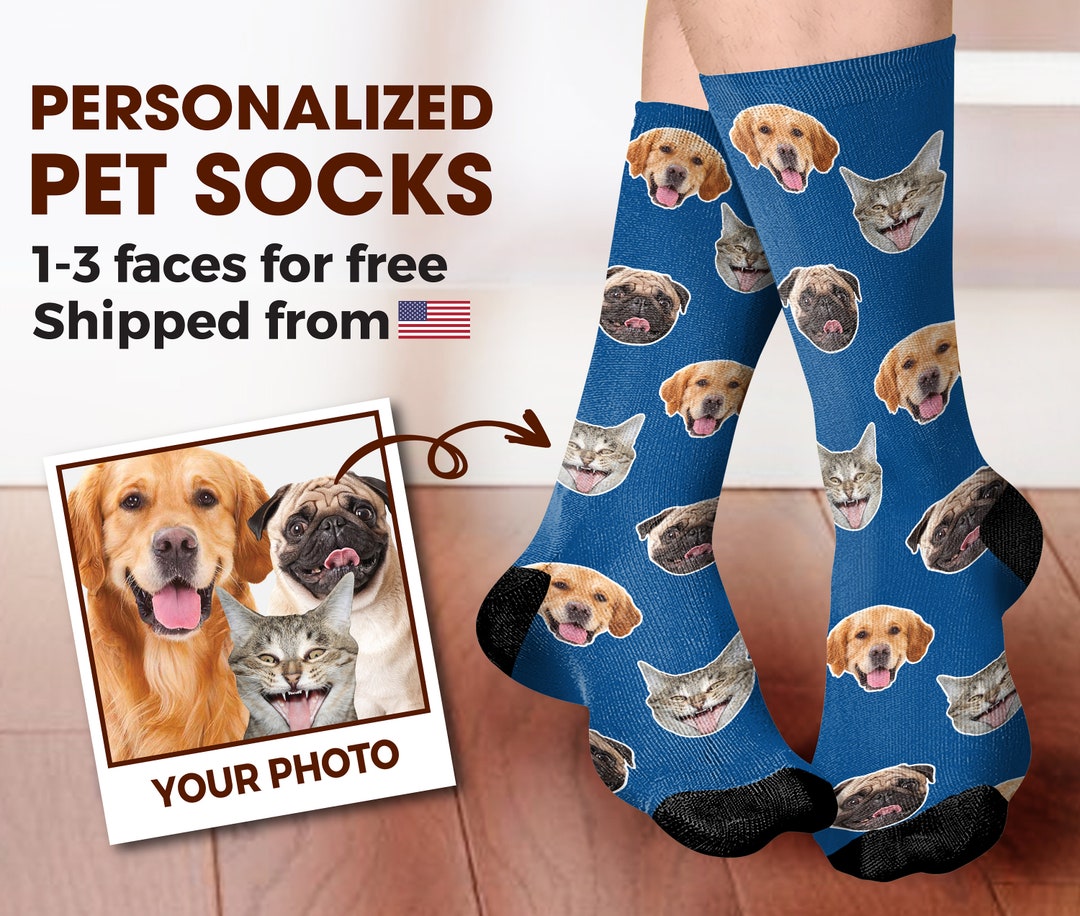 Custom Pet Face Socks, Custom Gift for Cat Lovers, Custom Gift for Dog