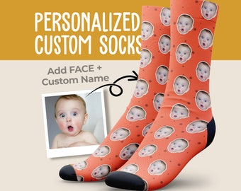 Baby Custom Face Socks, Father's Days Gift, Custom Baby Gifts, Personalized Gifts, Father's Day Gift, Dad Birthday Gift, Gift For Dad