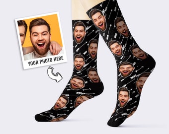Arrow Pattern Personalized Face Socks - Custom Socks For Men, Best Gift Ideas For Men, Custom Gift for Husband