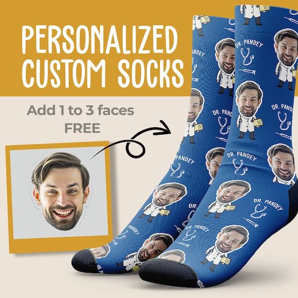 Personalized Doctor Socks, Custom Name, Custom Doctor Gift, Gift For Doctors, Face Socks, Photo Socks, Socks With Faces, Personalized Gifts