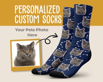 Custom Cat Face Socks, Cat Mom Gifts, Gifts For Cat Lovers, Cat Person, Cat Dad, Custom Picture Socks, Boyfriend Gifts, Good Gifts For Men