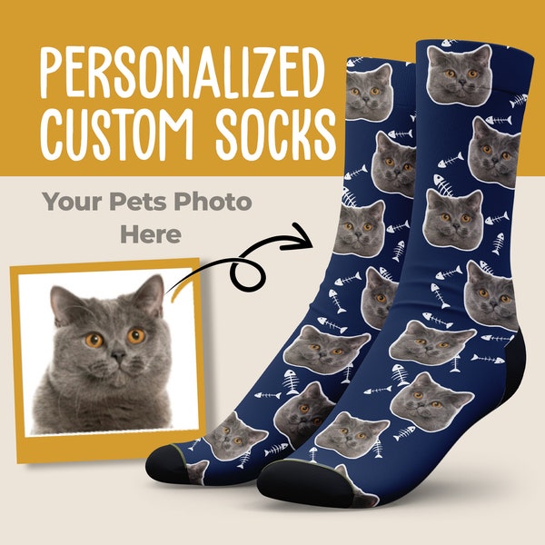 Custom Cat Face Socks, Cat Mom Gifts, Gifts For Cat Lovers, Cat Person, Cat Dad, Custom Picture Socks, Boyfriend Gifts, Good Gifts For Men