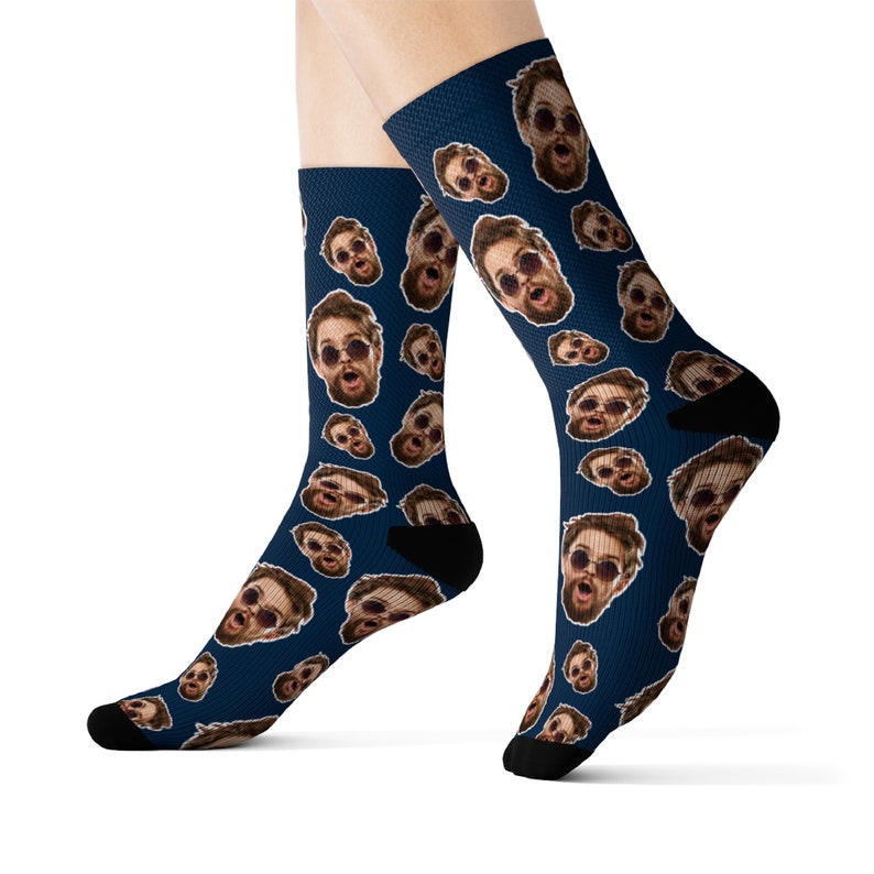 Custom Sock 3 Faces or Multiple Face Socks Black Socks Men Etsy