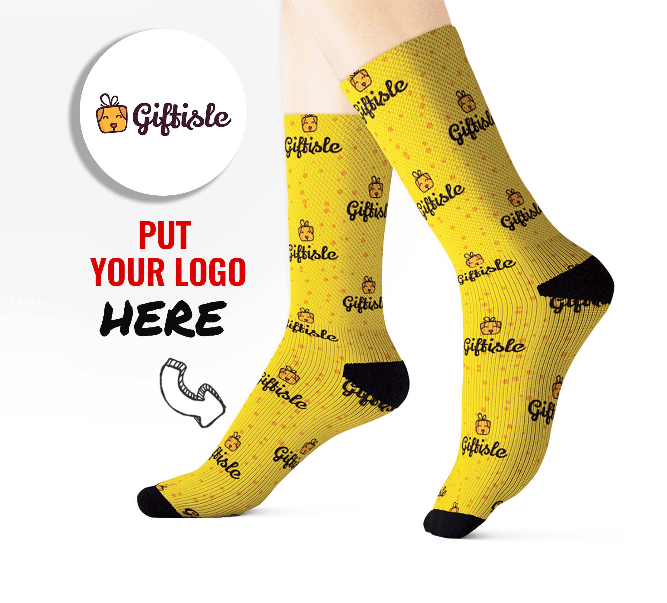 Custom Logo Socks Add Your Logo Business Logo Socks Logo Etsy