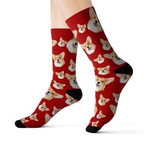 Custom Dog Socks, Put Your Dog's Face on Plain Socks, Corgi Socks ...