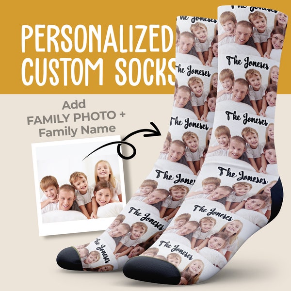 Custom Family Photo Collage Socks - Custom Face Socks, Socks With Family Pictures, Family Christmas Gift, Thanksgiving Gift, Family Gift