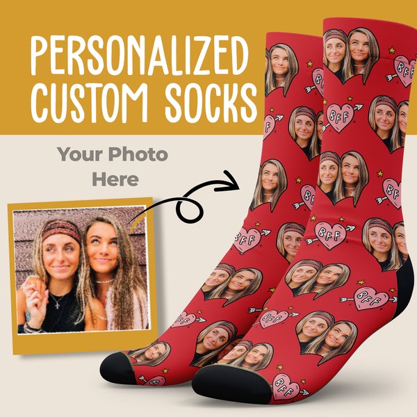 BFF Custom Socks, Best Friend Custom Face Socks, Custom Photo Socks, Gift For BFF, Christmas Gift, Thanksgiving Gift, Family Gift