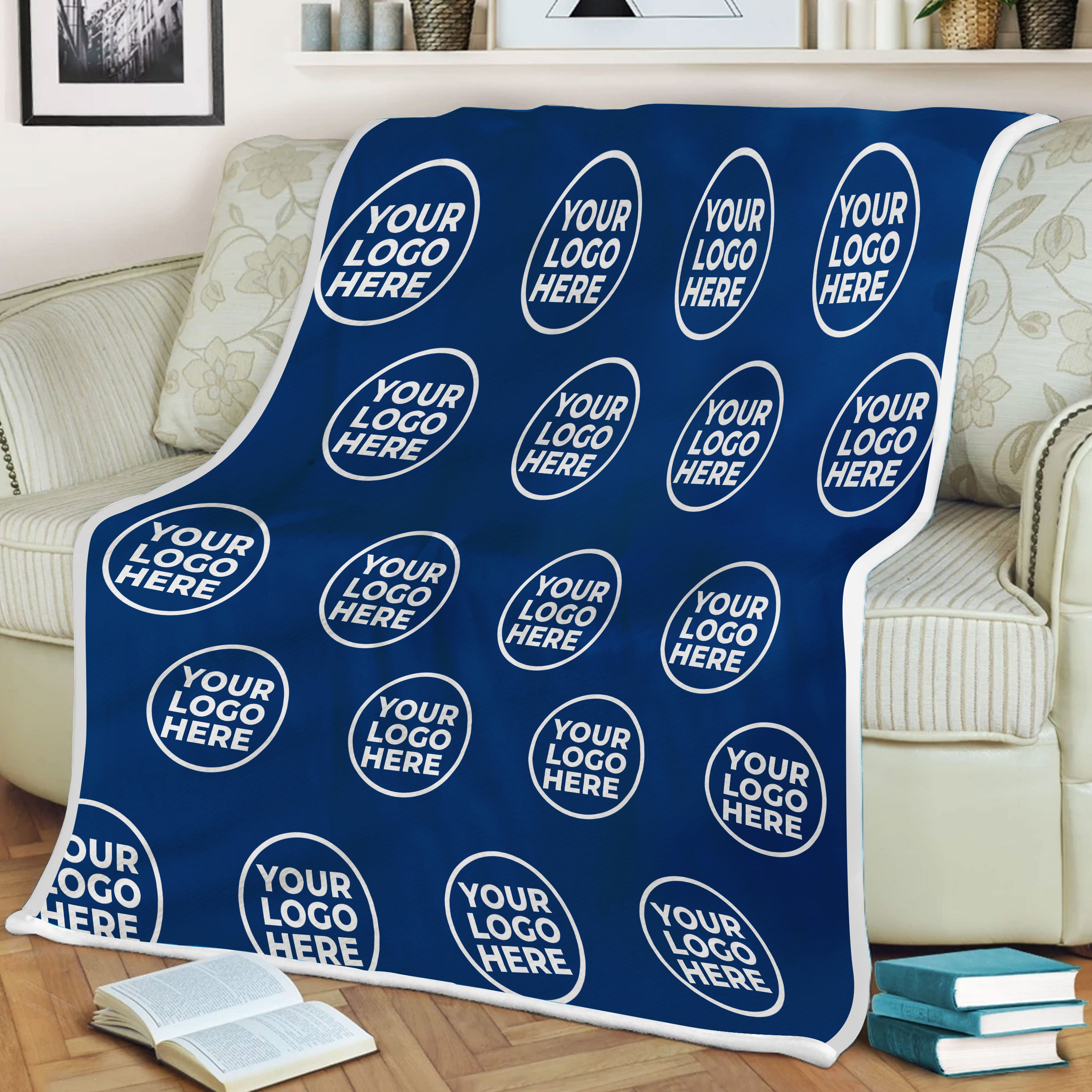 Custom Logo Pattern Blanket Custom Blanket Logo On Blanket Etsy