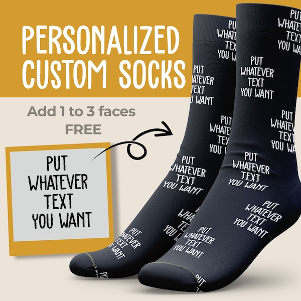 Add Custom Text on Socks, Personalized Socks, Custom Socks, Text Socks, Personalized Gifts, Funny Socks