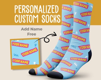 Custom Name Badge Socks, Put Your Name On Socks, Custom Text On Socks, Custom Name On Socks, Personalized Socks, Custom Printed Socks