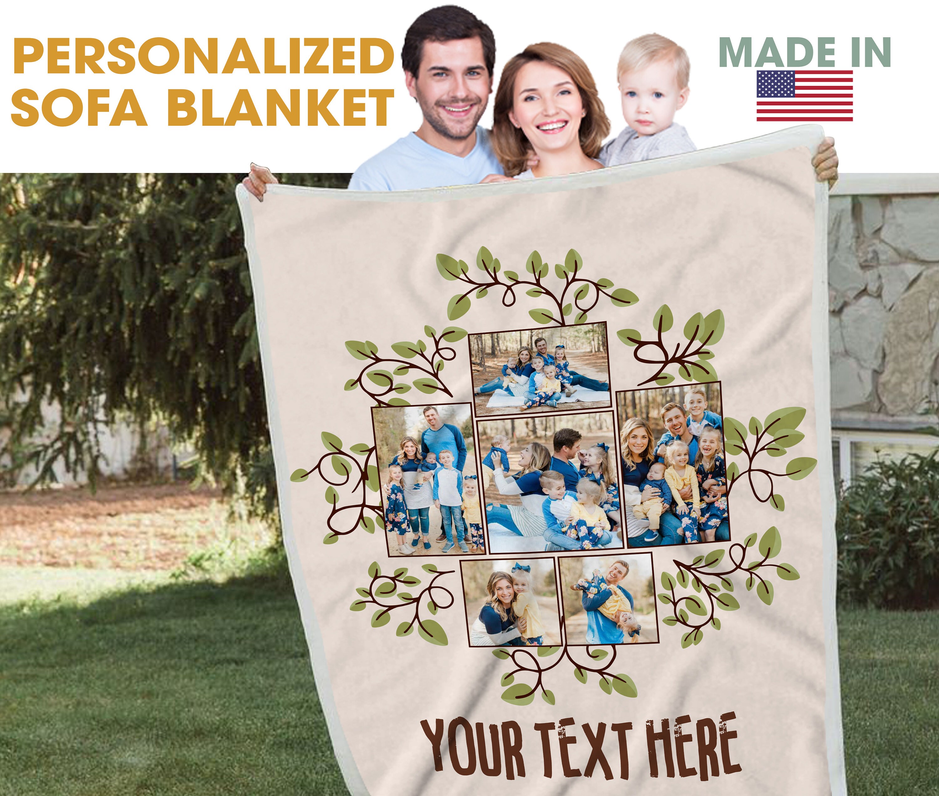 Photo Family Tree Blanket Custom Photo Blanket Photo Collage Etsy