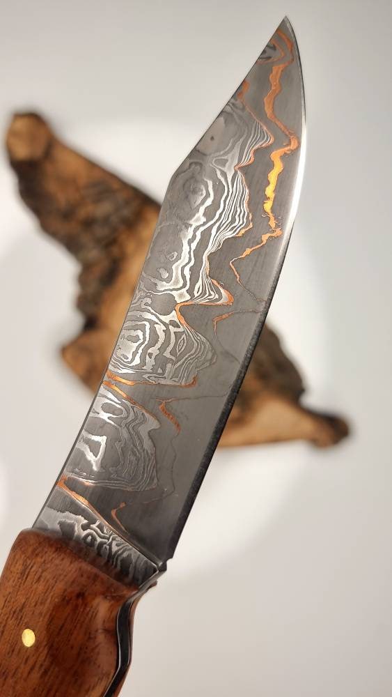 Copper Damascus Knife modèle Copper Damask Etsy