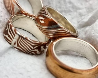 Silver Mokoume-gane rings