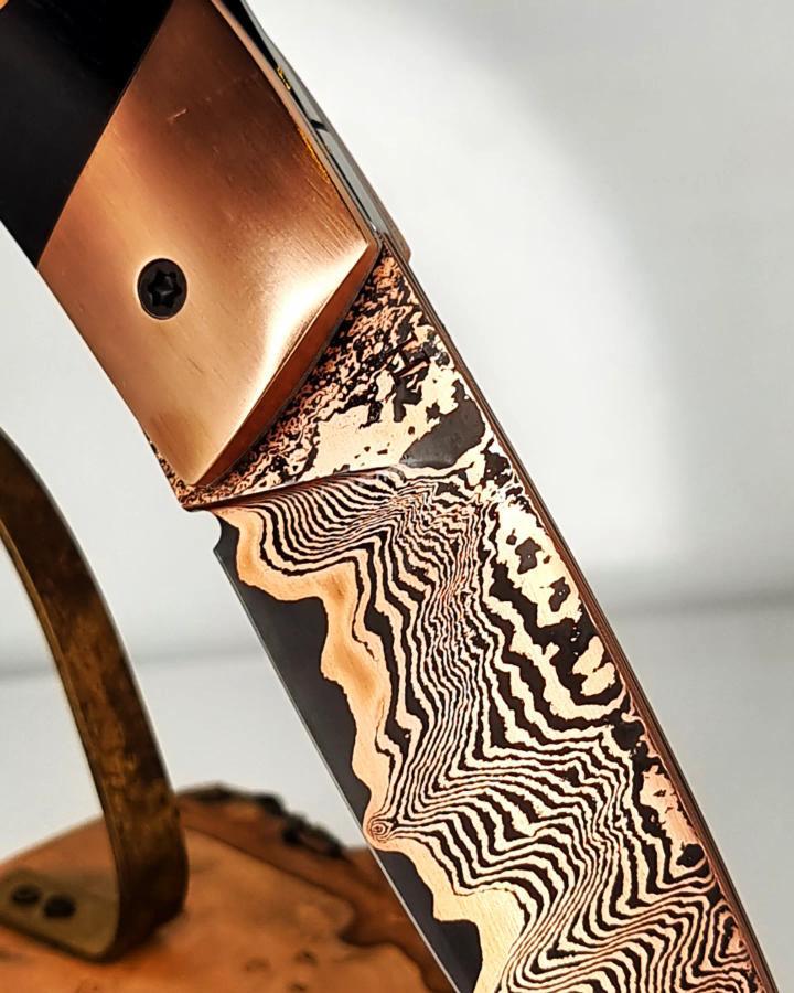 Copper Damascus Knife #Rear Pump Model
