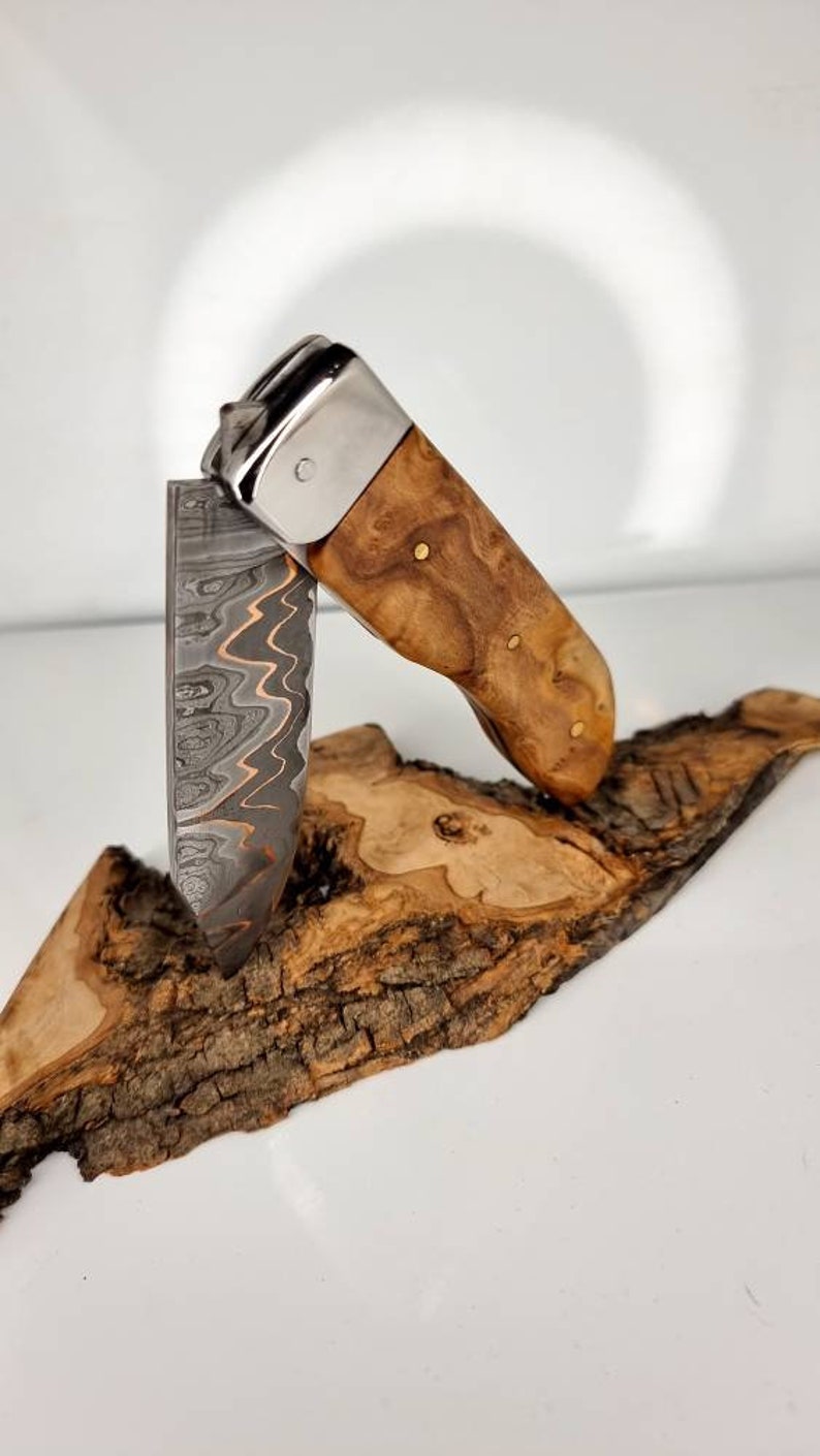 Folding knife in copper modèle folding copper damask image 8