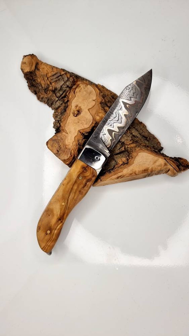 Folding knife in copper modèle folding copper damask image 6