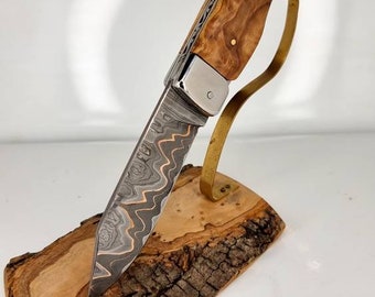 Folding knife in copper #modèle folding copper damask