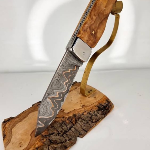 Folding knife in copper #modèle folding copper damask