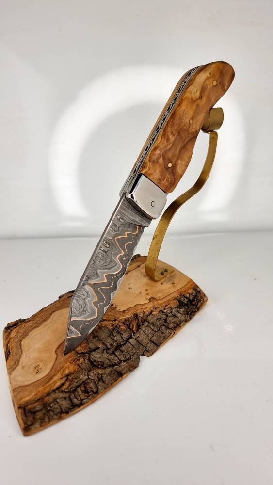 Folding knife in copper #modèle folding copper damask