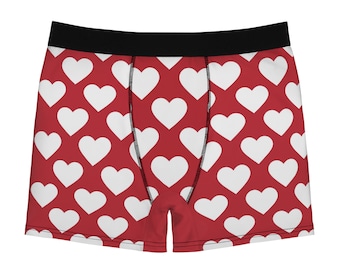 Valentine's Day Cute Stylish White Hearts Pattern Heart Pattern Red Background Design Men's Boxer Briefs