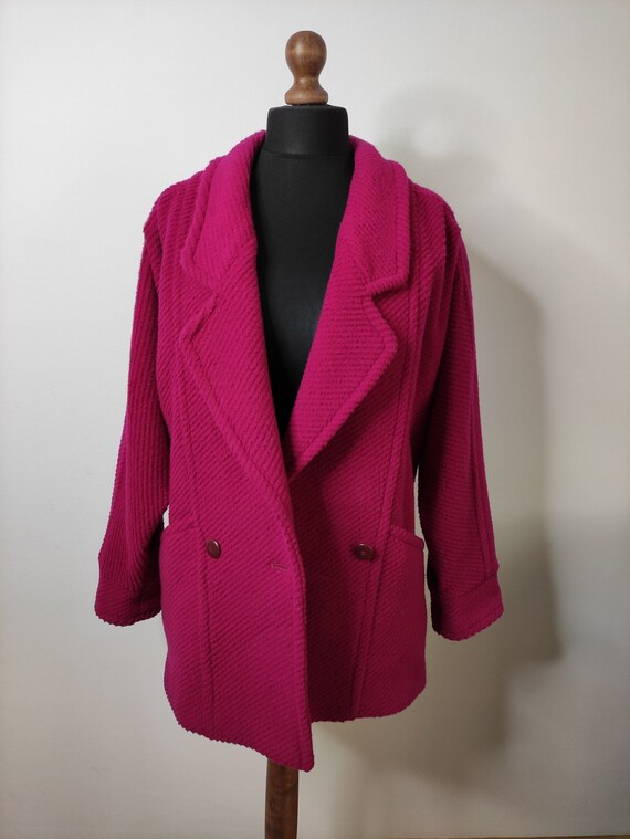 Magenta vintage coat - natural composition (wool,