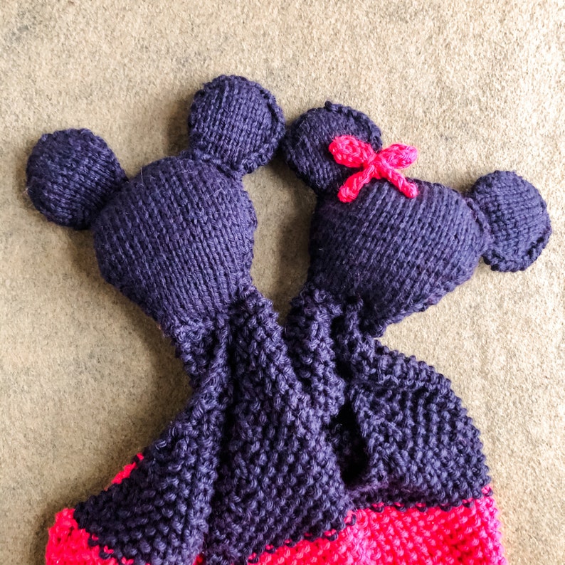 Mouse Ears with Bow Knit Baby Lovey