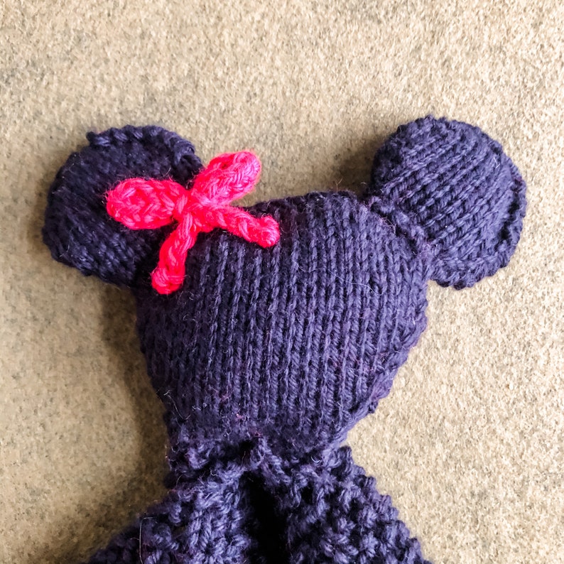Mouse Ears with Bow Knit Baby Lovey