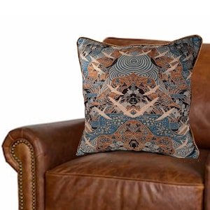 Vintage Birds Pattern Velvet Cushion, Green Cord Accessory Tape - Animal Home Decor Velvet Print Pillow Cover - Decorative Cushion