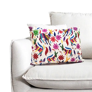 Mexican Otomi Pillow Cover, Decorative Cushion, Print Cover, Cover Only, Boho Tribal Pattern Print,Traditional Mexican Fabric Pattern Cover