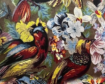 Vintage Bird Pattern Upholstery Velvet Print Fabric by the Yards, Art Velvet Home Decor Fabric, Furniture Sofa Elegant Velvet Fabric