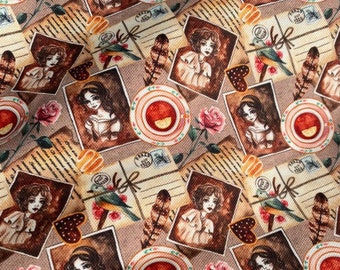 Vintage briefpatroon bekledingsstof per meter, kunst interieurstof, tuin, stoel meubelbekleding digitaal bedrukte stof