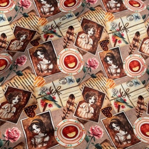Tela de tapicería con estampado de letras vintage por metro, tela artística para decoración del hogar, jardín, tapicería de muebles para sillas, tela con impresión digital.