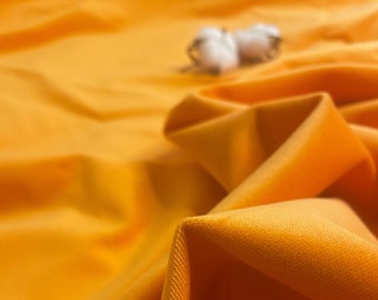 Pumpkin Orange Cotton Velvet Upholstery Fabric by the Yards,55'' (140 cm) Elegant Fabric,Furniture Velvet Fabric,Luxurious Upholstery Velvet
