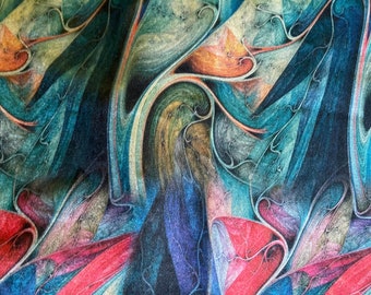 Marbling Pattern Velvet Upholstery Fabric, Art Home Decor, Velvet Print by the Yard