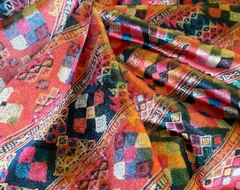Oezbeekse suzani fluwelen stof, etnische bekleding fluwelen print op maat gesneden