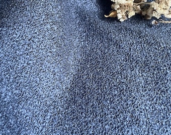 Indigo Blue Boucle Upholstery Fabric: Puffy Textured Furnishing Fabric by the Yard