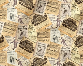 Oude krant patroon bekledingsstof per meter, vintage look woondecoratie stof, stoel meubelstof digitaal bedrukte stof