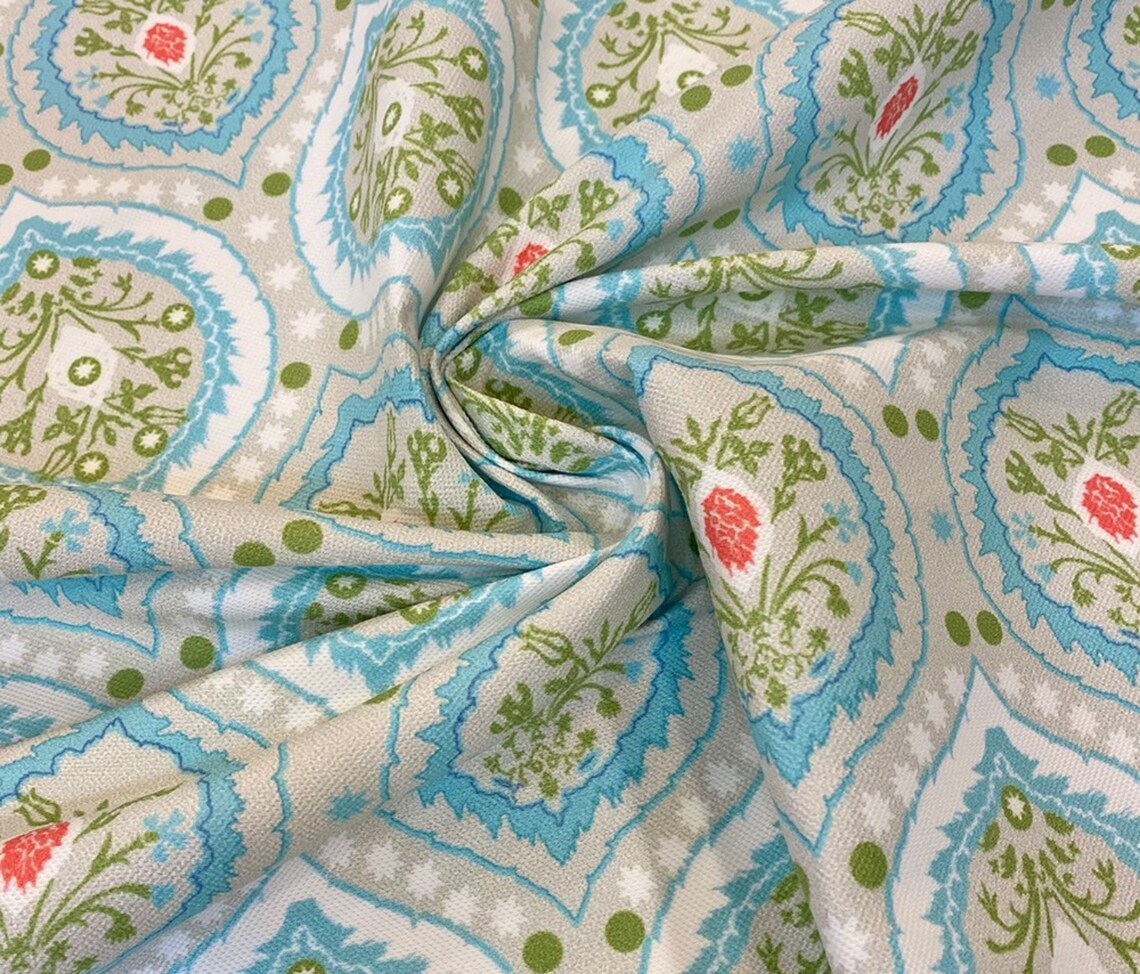 Blue Damask Upholstery Fabric by the Meter Ethnic Home Decor Etsy