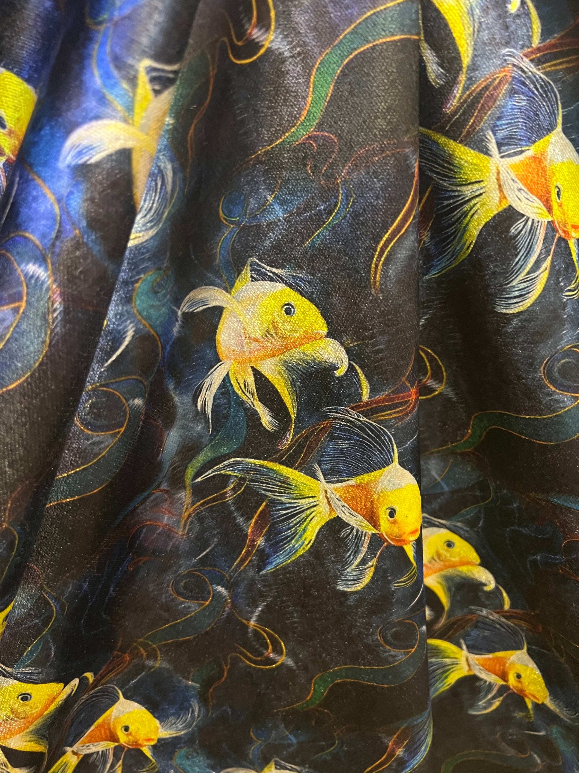 Fish Pattern Material Cute Fish Pattern Upholstery Velvet Print Fabric by the Yards - Etsy