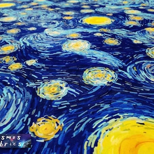 Tela de la Noche Estrellada de Van Gogh cortada a medida, tela de decoración del hogar ART, tela para interiores y exteriores, tela de poliéster con impresión digital artística