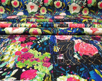 Oil Painting Floral Pattern Upholstery Fabric by the Meter, Colorful Home Decor Fabric, Indoor Outdoor Fabric, Digital printed Fabrics