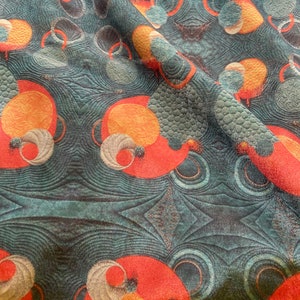 Orange Pattern Upholstery Velvet Print Fabric by the Yards, Art Home Decor Velvet Fabric, Furniture Sofa Elegant Velvet Fabric