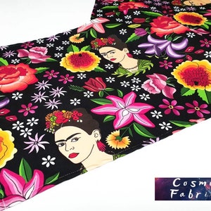 Mexico Flowers Frida Pattern Table Runner, 16&#39;&#39;x 55&#39;&#39; (40x140cm) Frida  Home Decor Runner, Digital printed Polyester Fabrics Table Runner