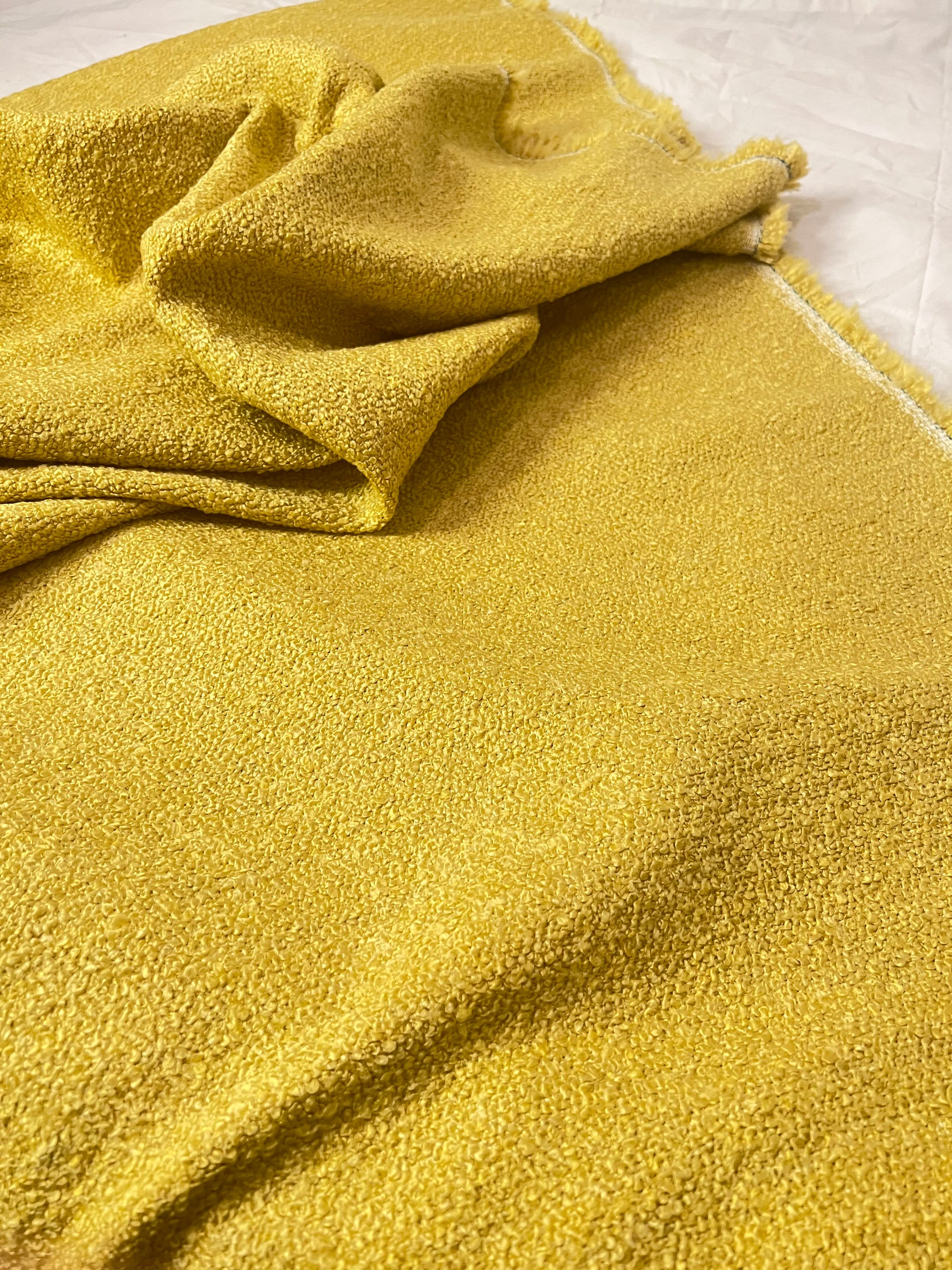 Yellow Boucle Upholstery Fabric by the Yard Puffy Textured Etsy