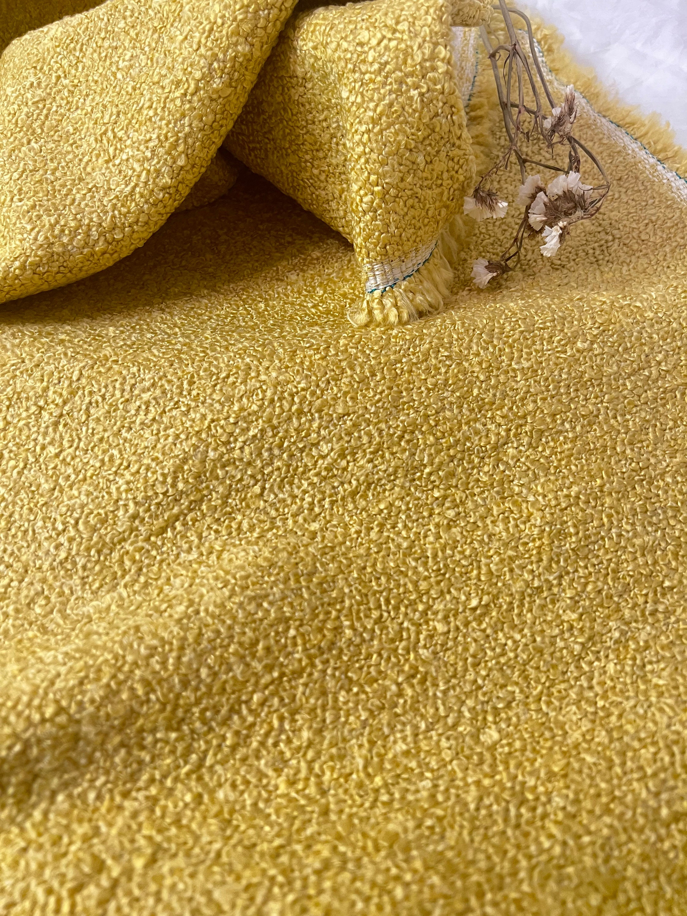 Yellow Boucle Upholstery Fabric by the Yard Puffy Textured Etsy