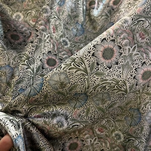 Pastel Flower Pattern Upholstery Velvet Print Fabric by the Yards, Floral Velvet Home Decor Fabric, Furniture Sofa Elegant Velvet Fabric
