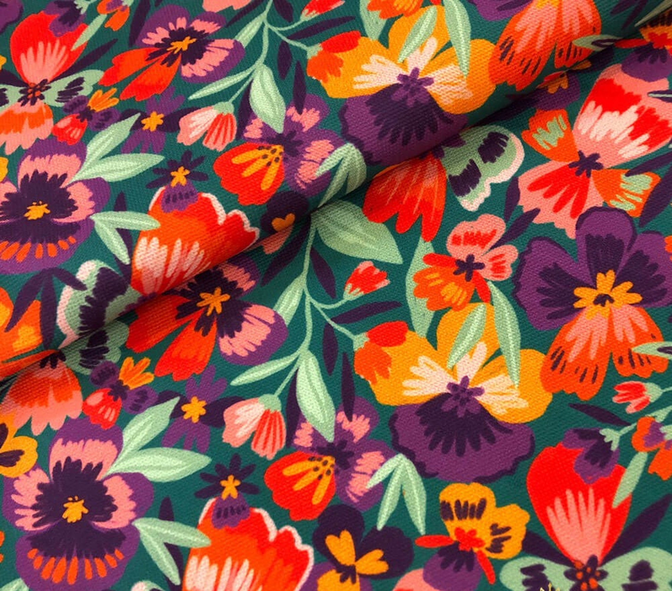 Flower Festival Upholstery Fabric by the Meter, Floral Home Decor Fabric, Kitchen, Garden, Chair Furniture Upholstery Digital Printed Fabric