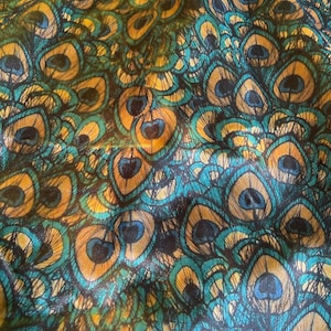 Peacock Feathers Pattern Upholstery Velvet Print Fabric by the Yards,Botanical Home Decor Velvet Fabric,Furniture Sofa Elegant Velvet Fabric