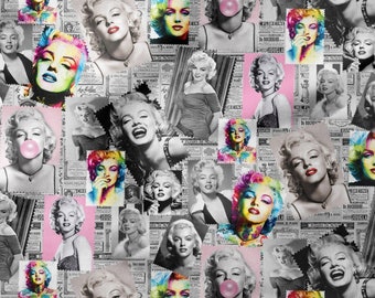 Newspaper Marilyn Monroe Fabric by the Meter, Hollywood Star Home Decor Fabric, Furniture, Chair, Sofa Digital Printed Upholstery Fabric